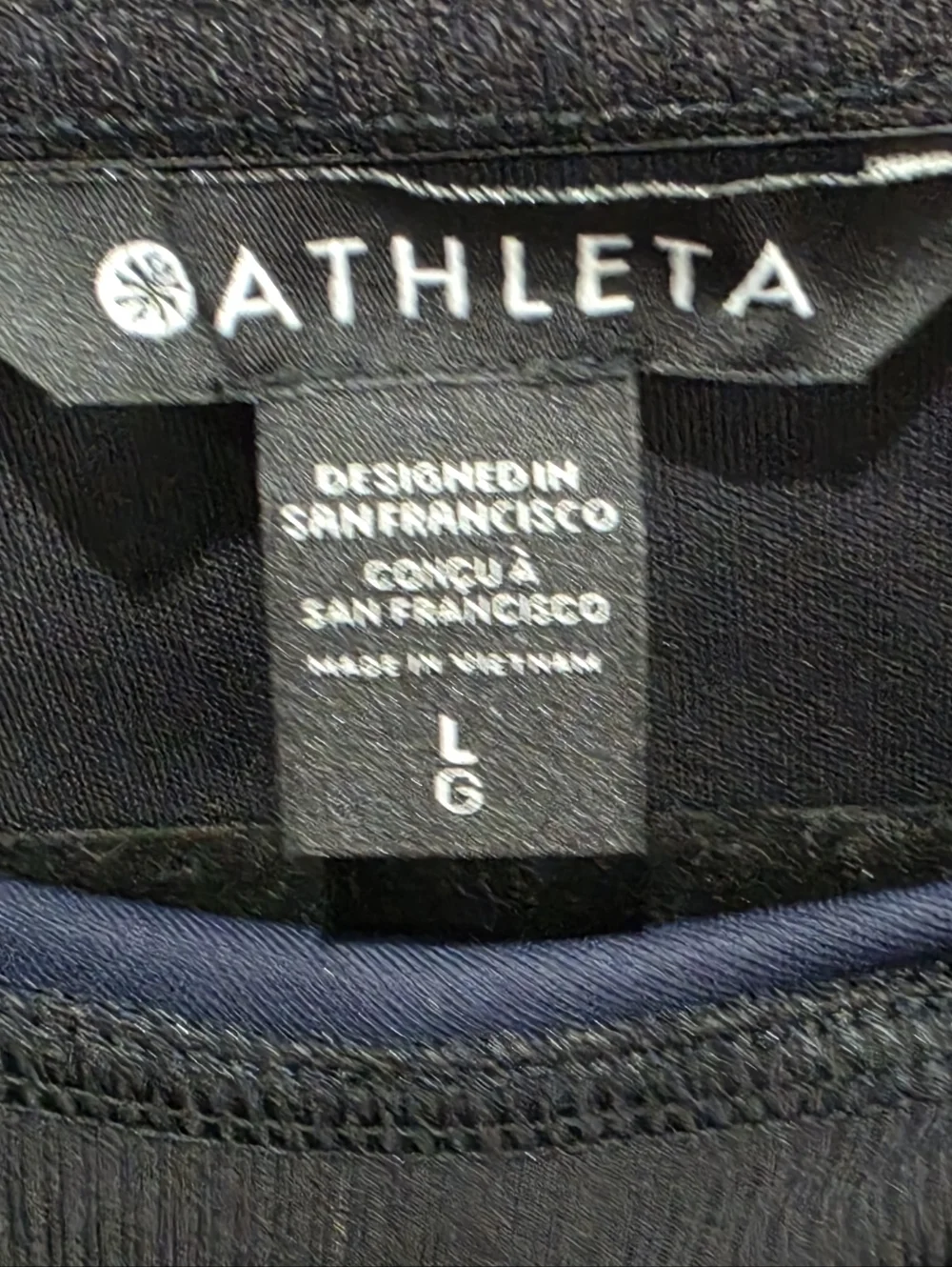Athleta Venice Navy and Black Colorblock Pullover Sweat Shirt Sz L Light Weight